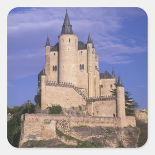 Pegatina Cuadrada Alcázar, Segovia, Castilla y León, España, Unesco