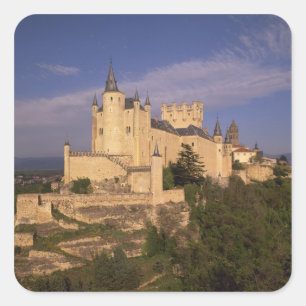Pegatina Cuadrada Alcázar y Catedral, Segovia, Castilla y León,