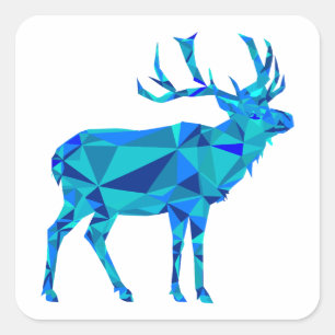 Pegatina Cuadrada Alce geométrico azul