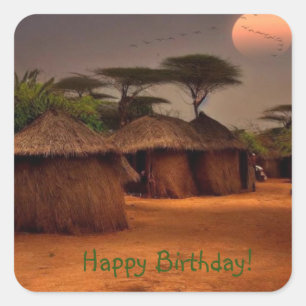 Pegatina Cuadrada Aldea africana
