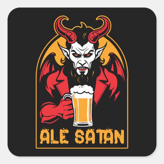 Pegatina Cuadrada Ale Satan - Beer Beer (Anverso)