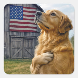 Pegatina Cuadrada Alegación de compromiso de Golden Retriever