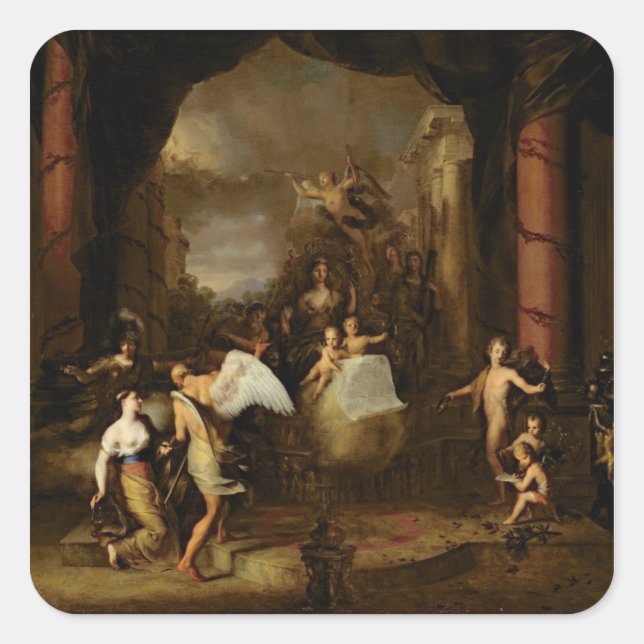 Pegatina Cuadrada Alegoría de la ciudad de Amsterdam (Anverso)