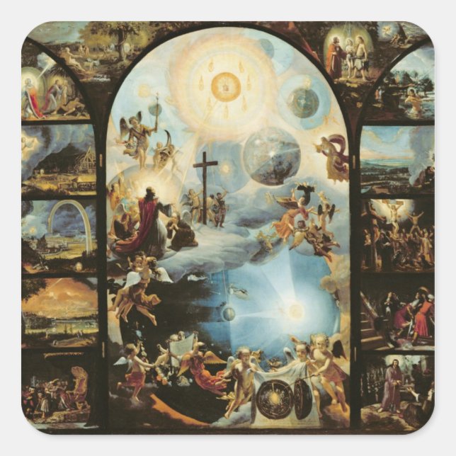 Pegatina Cuadrada Alegoría de la creación del Cosmos (Anverso)