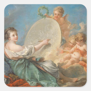 Pegatina Cuadrada Alegoría de la pintura, 1765 (aceite en lona)