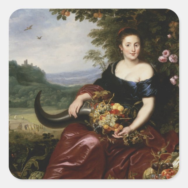 Pegatina Cuadrada Alegoría de la Tierra (Anverso)