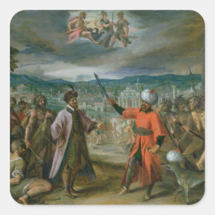Pegatina Cuadrada Alegoría de las guerras turcas