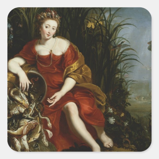 Pegatina Cuadrada Alegoría del agua (Anverso)