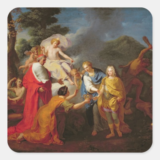 Pegatina Cuadrada Alegoría del reconocimiento de Philippe de France (Anverso)