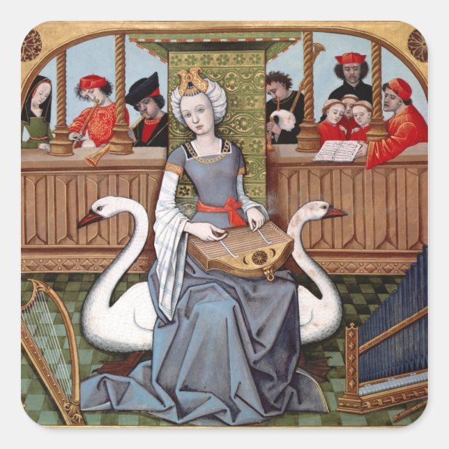 Pegatina Cuadrada Alegoría musical (Anverso)