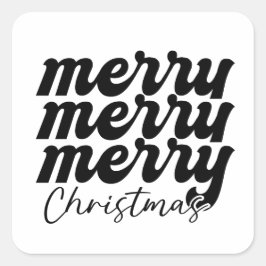 Pegatina Cuadrada alegre feliz navidad navidad negro y blanco