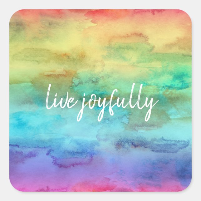 Pegatina Cuadrada Alegre planificador de acuarela arcoiris (Anverso)