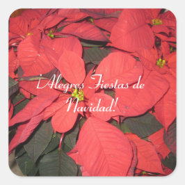 Pegatina Cuadrada Alegres Fiestas de Navidad,