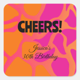 Pegatina Cuadrada Alegres gradientes naranjas y rosados calientes