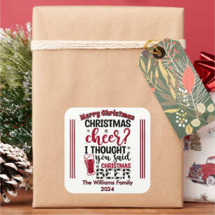 Pegatina Cuadrada ¡Alegres pegatinas y cerveza de Navidad!