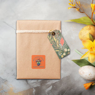 Pegatina Cuadrada Alegría, amor y paz Feliz Pascua