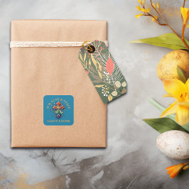 Pegatina Cuadrada Alegría, amor y paz Feliz Pascua |