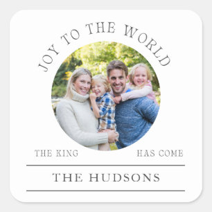 Pegatina Cuadrada Alegría Blanca Moderna A La Foto De La Primera Ron