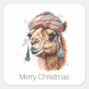 Pegatina Cuadrada Alegría de la Navidad del Desierto, personalizada
