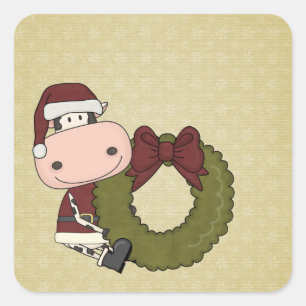 Pegatina Cuadrada Alegría de los navidades - Vaca