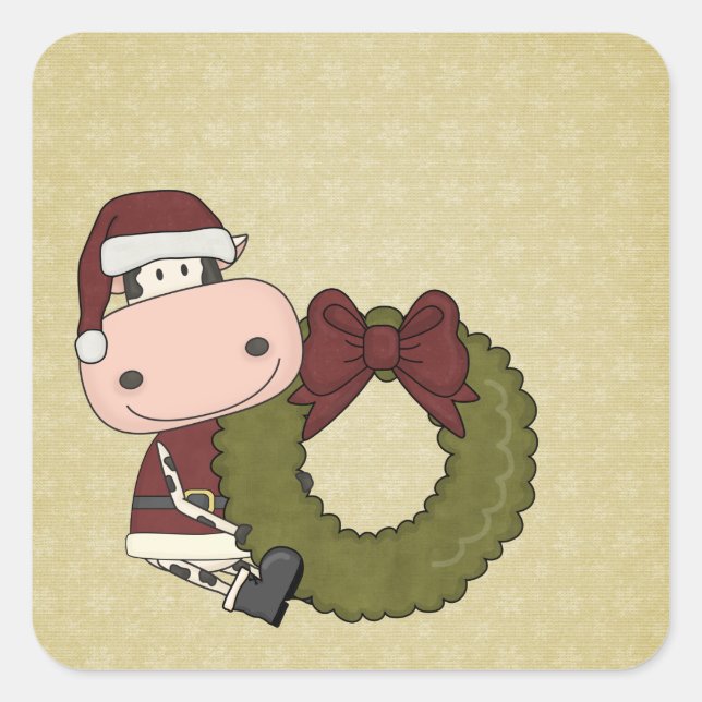 Pegatina Cuadrada Alegría de los navidades - Vaca (Anverso)
