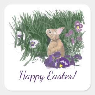 Pegatina Cuadrada Alegría de Pascua a los Diabetes