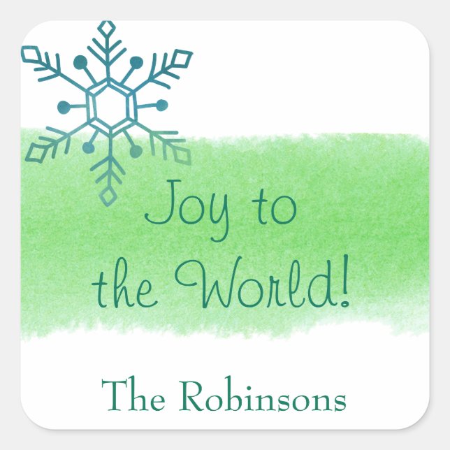 Pegatina Cuadrada Alegría del Snowflake al mundo (Anverso)