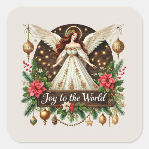 Pegatina Cuadrada Alegría festiva al mundo Ángel