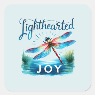 Pegatina Cuadrada Alegría iluminada - Dragonfly artístico