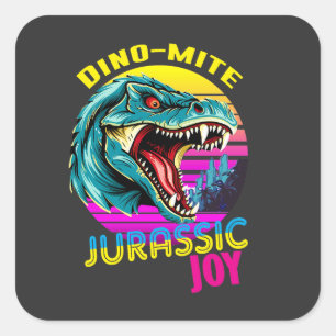 Pegatina Cuadrada Alegría Jurásica: Dinosaurio bailando