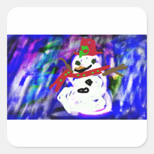 Pegatina Cuadrada Alegría nocturna de Snowman