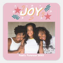 alegría personalizada foto trendy rosa navidad
