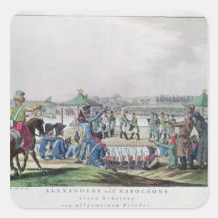 Pegatina Cuadrada Alejandro I y Napoleón