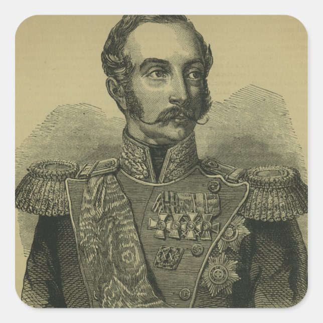 Pegatina Cuadrada Alejandro II de Rusia (Anverso)