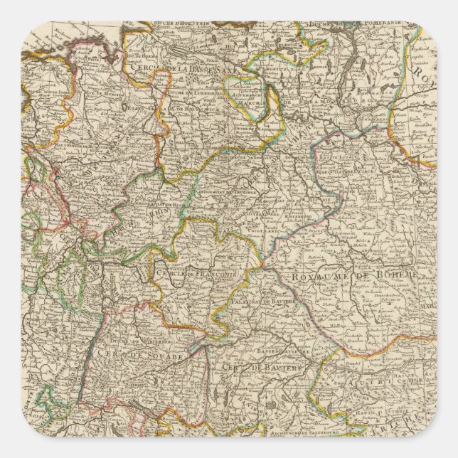 Pegatina Cuadrada Alemania, Austria, Europa (Anverso)