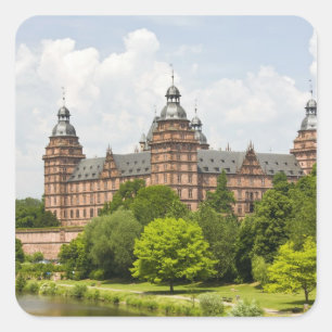 Pegatina Cuadrada Alemania, Baviera, Bayern, Aschaffenburg. Castillo