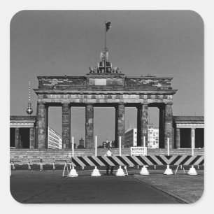 Pegatina Cuadrada Alemania Vintage Puerta de Brandeburgo Berlín 1970