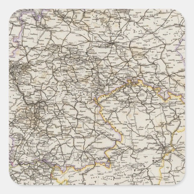 Pegatina Cuadrada Alemania y los países vecinos (Anverso)