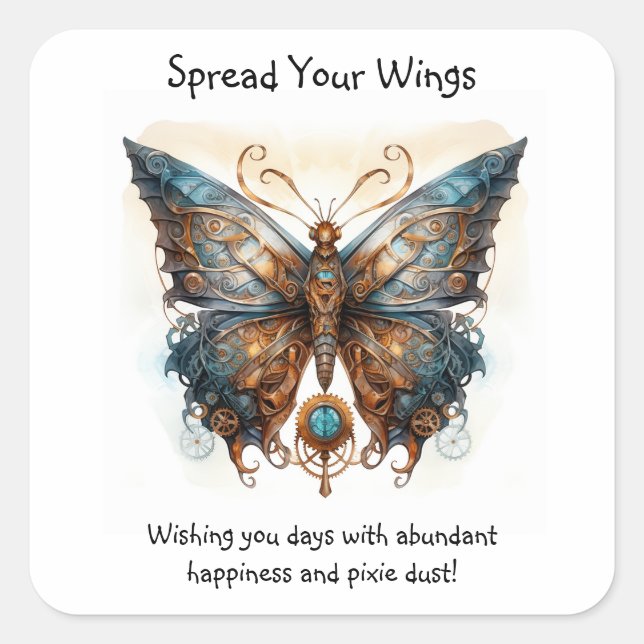 Pegatina Cuadrada Alentamiento de la mariposa (Anverso)