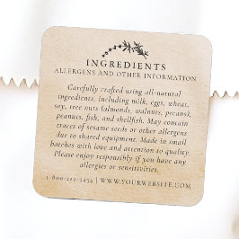 Pegatina Cuadrada Alergens de seguridad alimentaria Kraft Leaf Produ