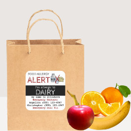 Pegatina Cuadrada Alergia de alimentos lácteos