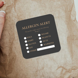 Pegatina Cuadrada Alerta alergénica sobre seguridad alimentaria
