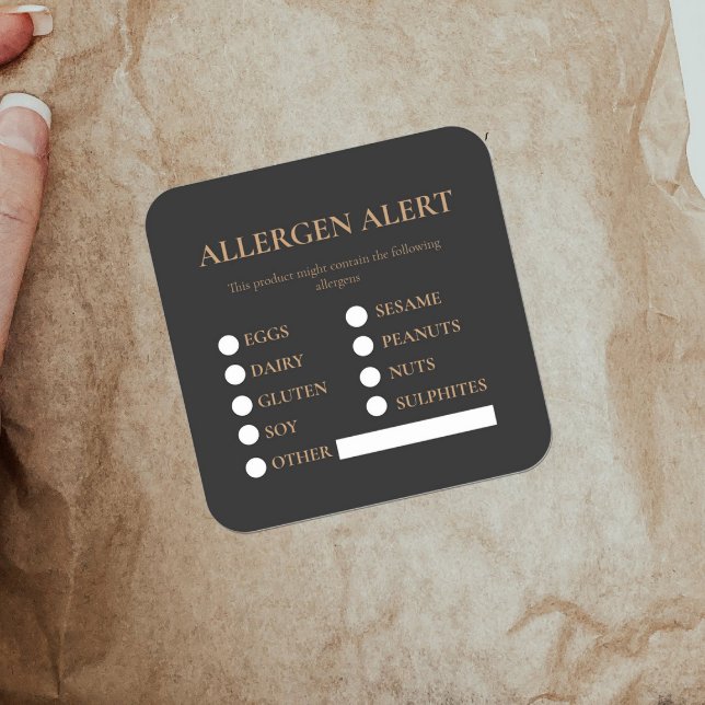 Pegatina Cuadrada Alerta alergénica sobre seguridad alimentaria (Subido por el creador)