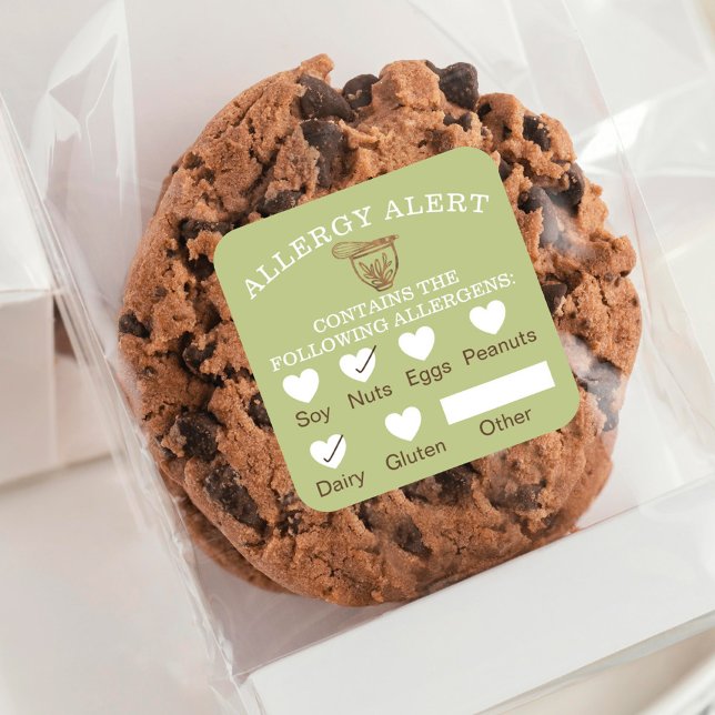 Pegatina Cuadrada Alerta alérgica de seguridad alimentaria Panadería (Subido por el creador)