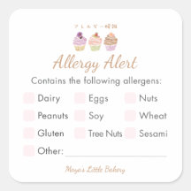 Alerta de Alergia a Cupcake de Pastel Dulce