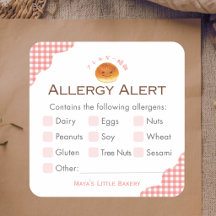 Alerta de Alergia a Kawaii Bun de Cuadros Rojos