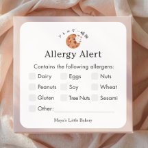 Alerta de alergia a la panadería de acuarela Cooki