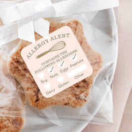 Pegatina Cuadrada Alerta de seguridad alimentaria Alergia Panadería