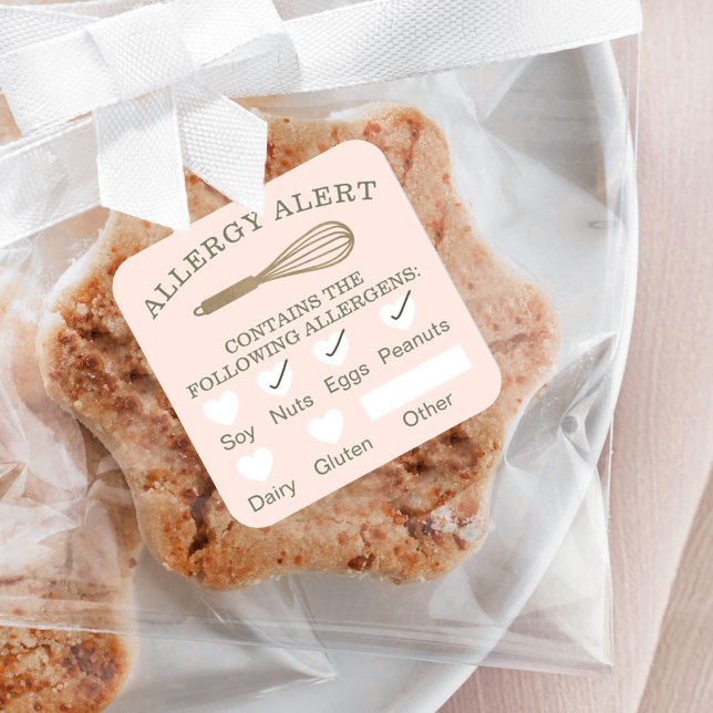 Pegatina Cuadrada Alerta de seguridad alimentaria Alergia Panadería  (Subido por el creador)