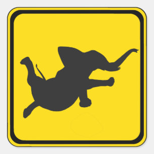 Pegatina Cuadrada Alerta: Elefante bailarín Xing!